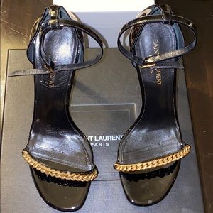 Saint Laurent Paris Shine Glossy Chain Heels
